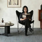 Sculptural Leather Butterfly Chair with Ergonomic Wingback Design
