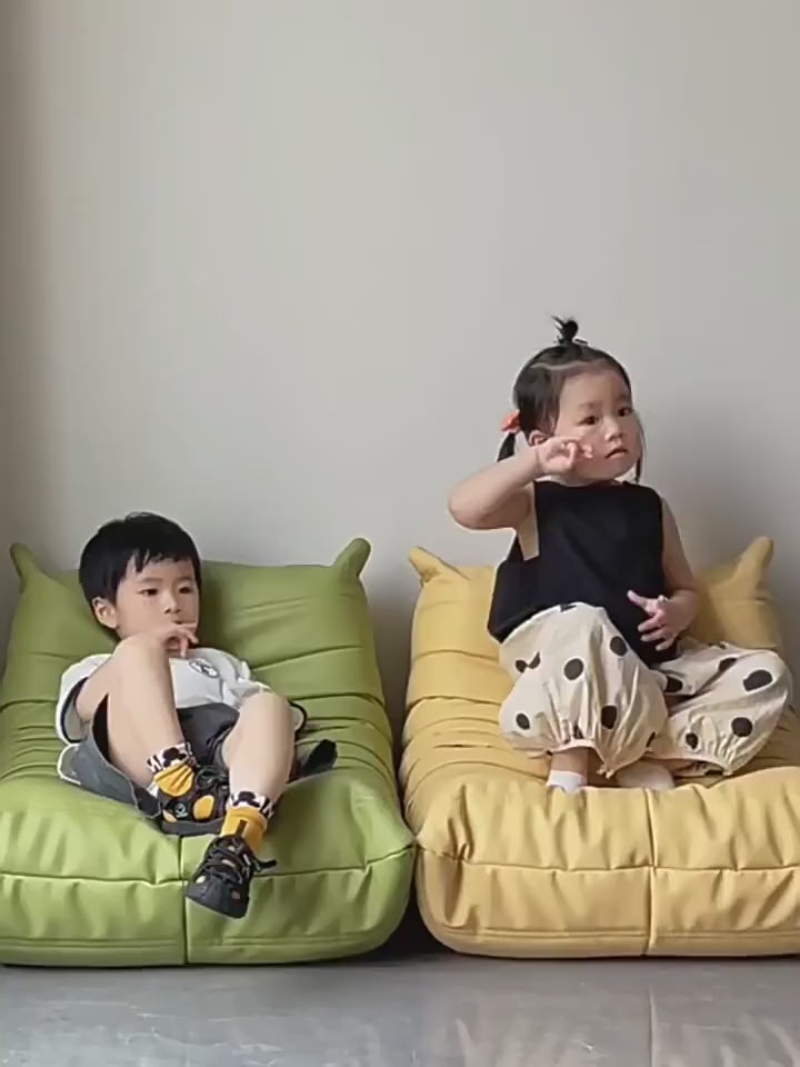 Suede Furry Caterpillar Kids' Lounge Chair and Single Togo Sofa - White/Black/Green/Yellow/Pink/Blue