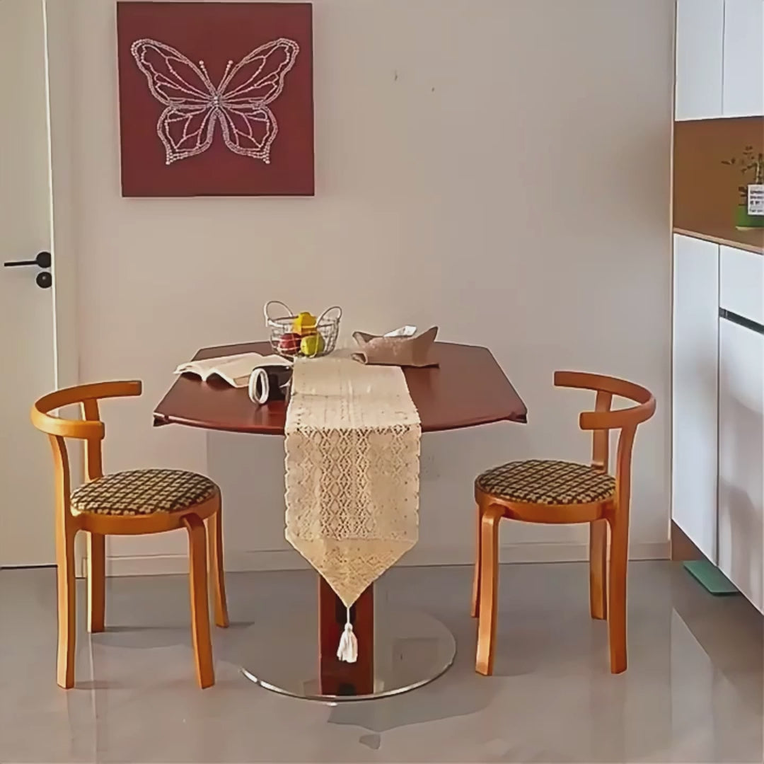 Solid Wood Square to Round Convertible Foldable Dining Table