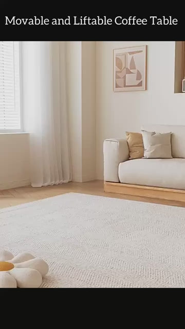 Adjustable Height Coffee Table With Storage, Natural