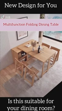 Natural Folding Table + Cabinet with Hidden Storage