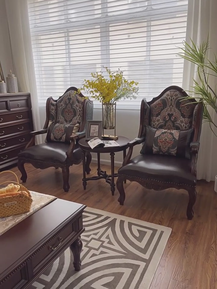 Solid Mahogany Lounge Chair with Sculptural Carved Legs and Oil-Waxed Leather