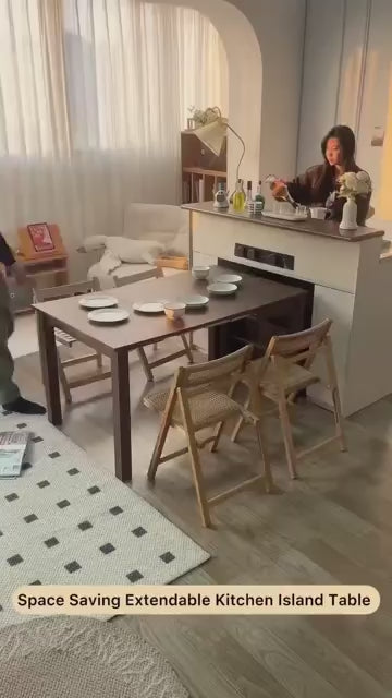 Walnut-White 1.2M Extendable Kitchen Island Table