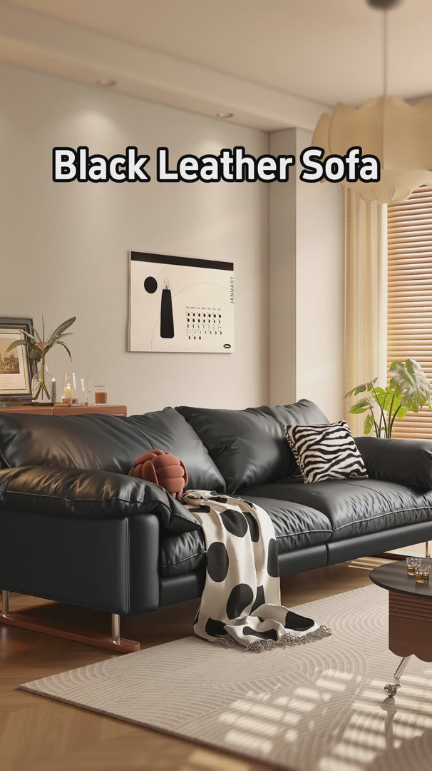 Genuine Leather Sofa Vintage Style for Living Room