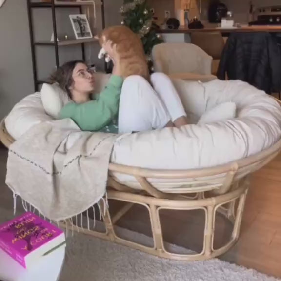 Natural Rattan Single/Double Papasan Chair - Cozy Lounge Sofa