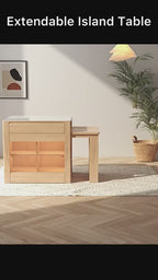 Ausziehbarer Kücheninsel Mit Kunstmarmor-Blattplatte 120cm