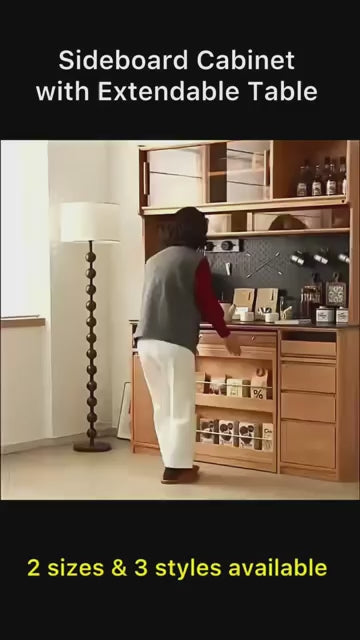 Cherry Wood Sideboard With Extendable Table, Left