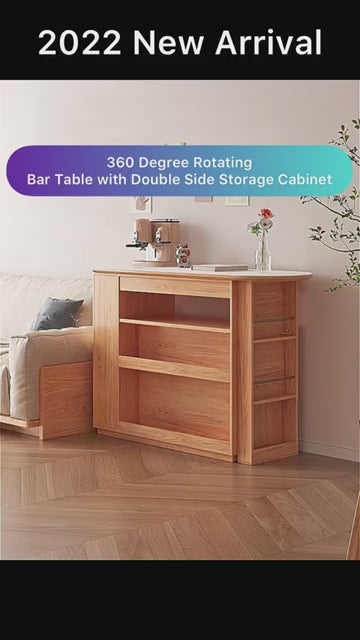 360-Degree Rotating Bar Table With Marble Top