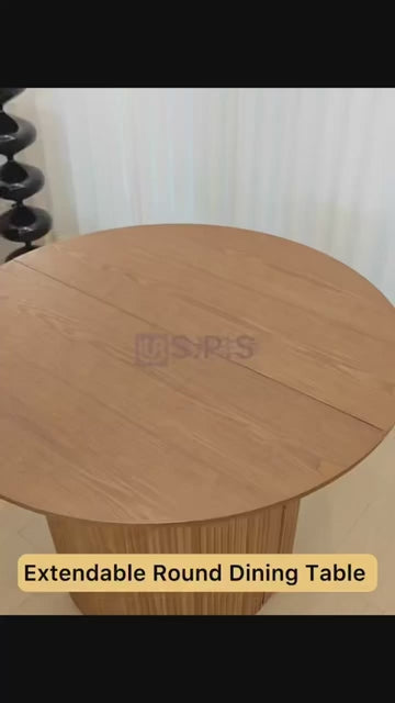 Table à Manger Ronde Extensible avec Finition Bois de Frêne