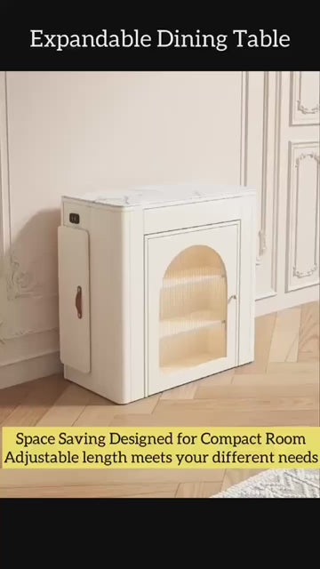 White Extendable Dining Table With Rock Slab Top