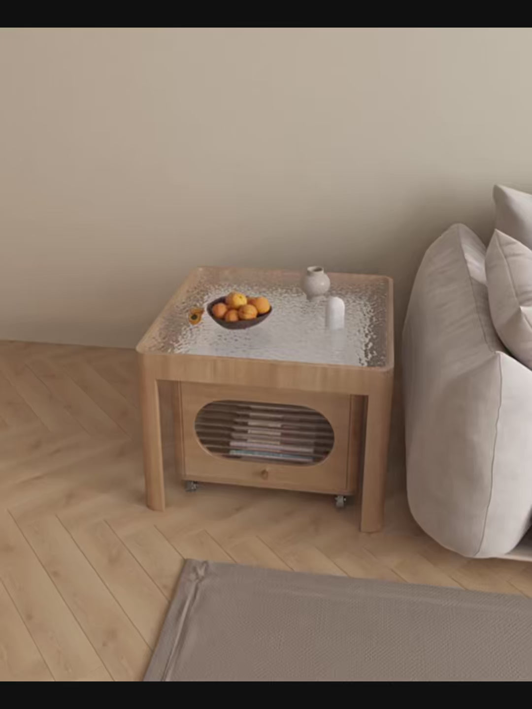 Space-Saving Nesting Side Tables with Brake Casters and Open Cabinet Storage