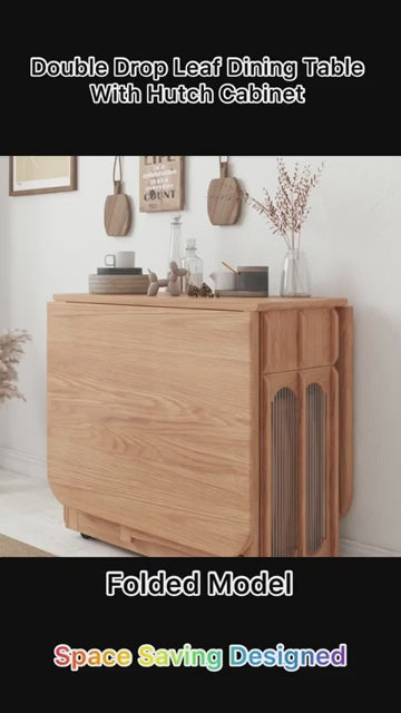 Solid Wood Drop Leaf Dining Set With Storage Cabinet