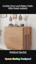 Solid Wood Drop Leaf Dining Set With Storage Cabinet