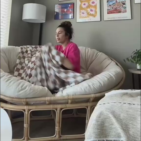 Natural Rattan Single/Double Papasan Chair - Cozy Lounge Sofa