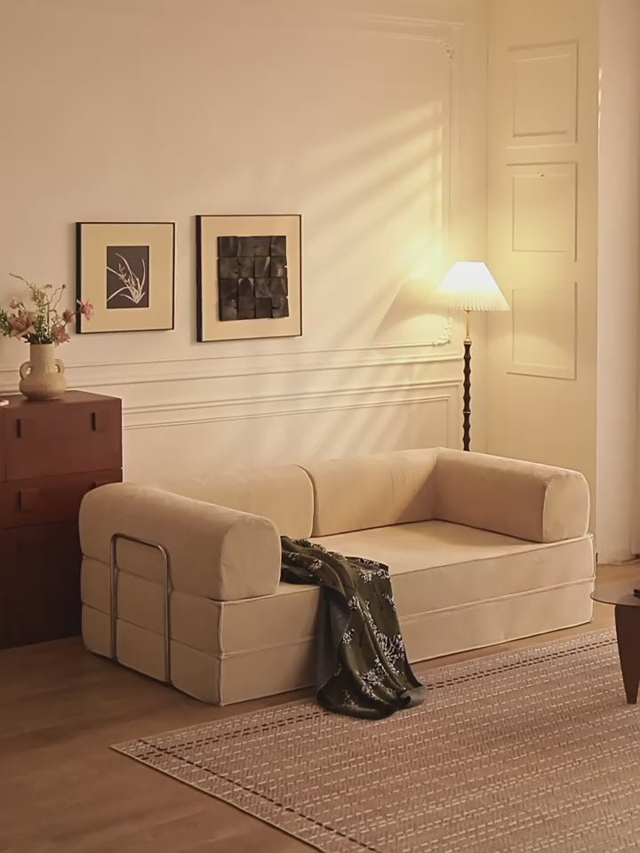 Soft Velvet 3-Seater Sofa Bed - Elegant Modern Design with Easy Maintenance
