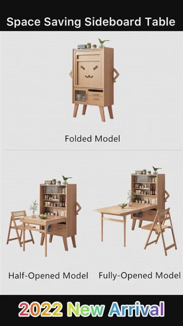 Natural Solid Wood Space-Saving Dining Set With Storage