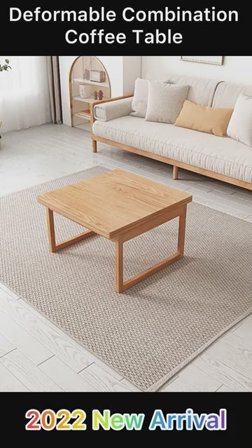 Solid Wood Space-Saving Coffee Table Set, Natural Finish