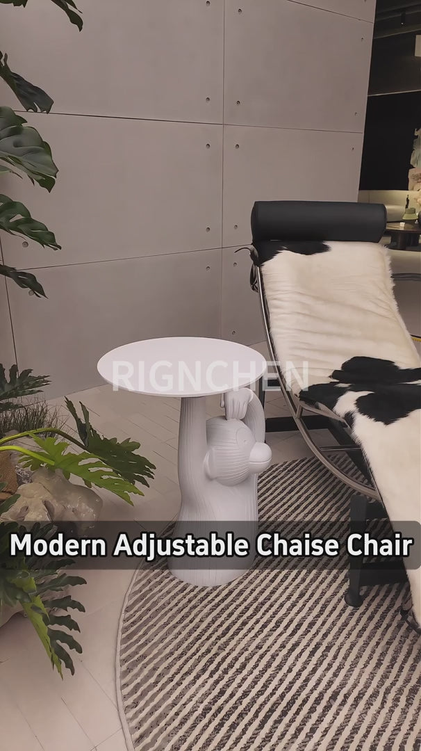 Modern Adjustable Chaise Chair in Curved Steel Frame