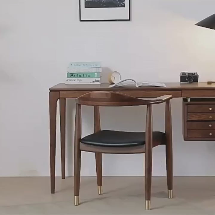 Scandinavian Solid Wood Desk With Floating Drawers