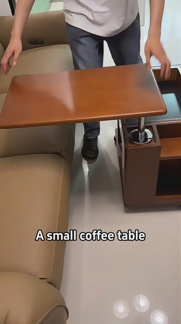 Solid Wood Multi-functional Adjustable Mobile Side Cabinet with Lift up Table Top