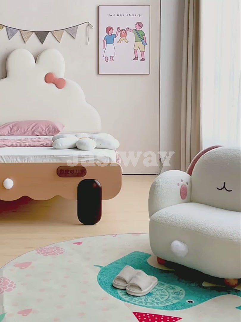 Cartoon Bunny Kids Couch – Cozy Teddy Fleece Sofa Chair
