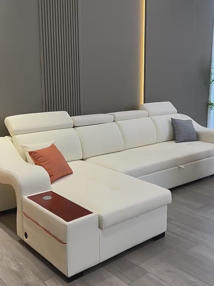 Space-Saving Sofa Bed: Transformable Furniture with Cute Pony Stool for Added Convenience