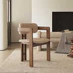 Vintage Wood Dining Chair With Hand-Finished Ash Frame and Textured Upholstery