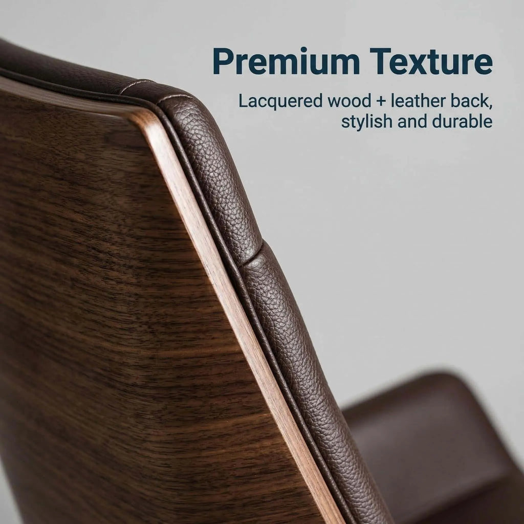Prime Executive Office Chair with Leather Backrest and Wood Accents