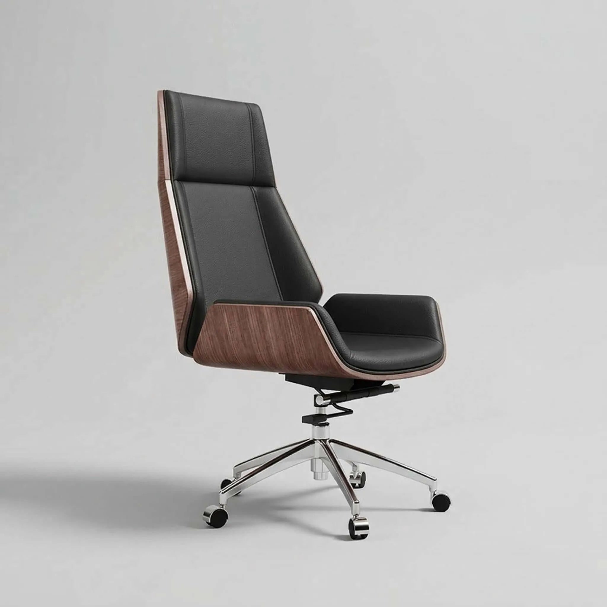 Prime Executive Office Chair with Leather Backrest and Wood Accents Secondary image