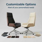 Prime Executive Office Chair with Leather Backrest and Wood Accents