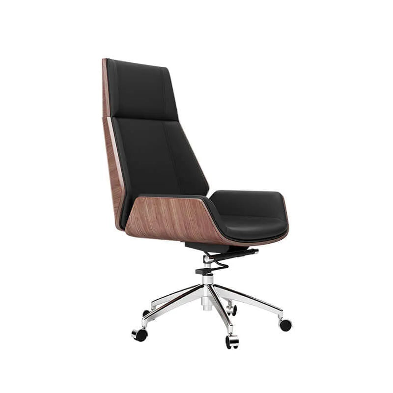 Prime Executive Office Chair with Leather Backrest and Wood Accents Main Product Image Main image