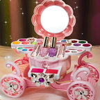 Princess Carriage Kids Vanity Set with Mirror & Makeup Kit – Pink Plastic