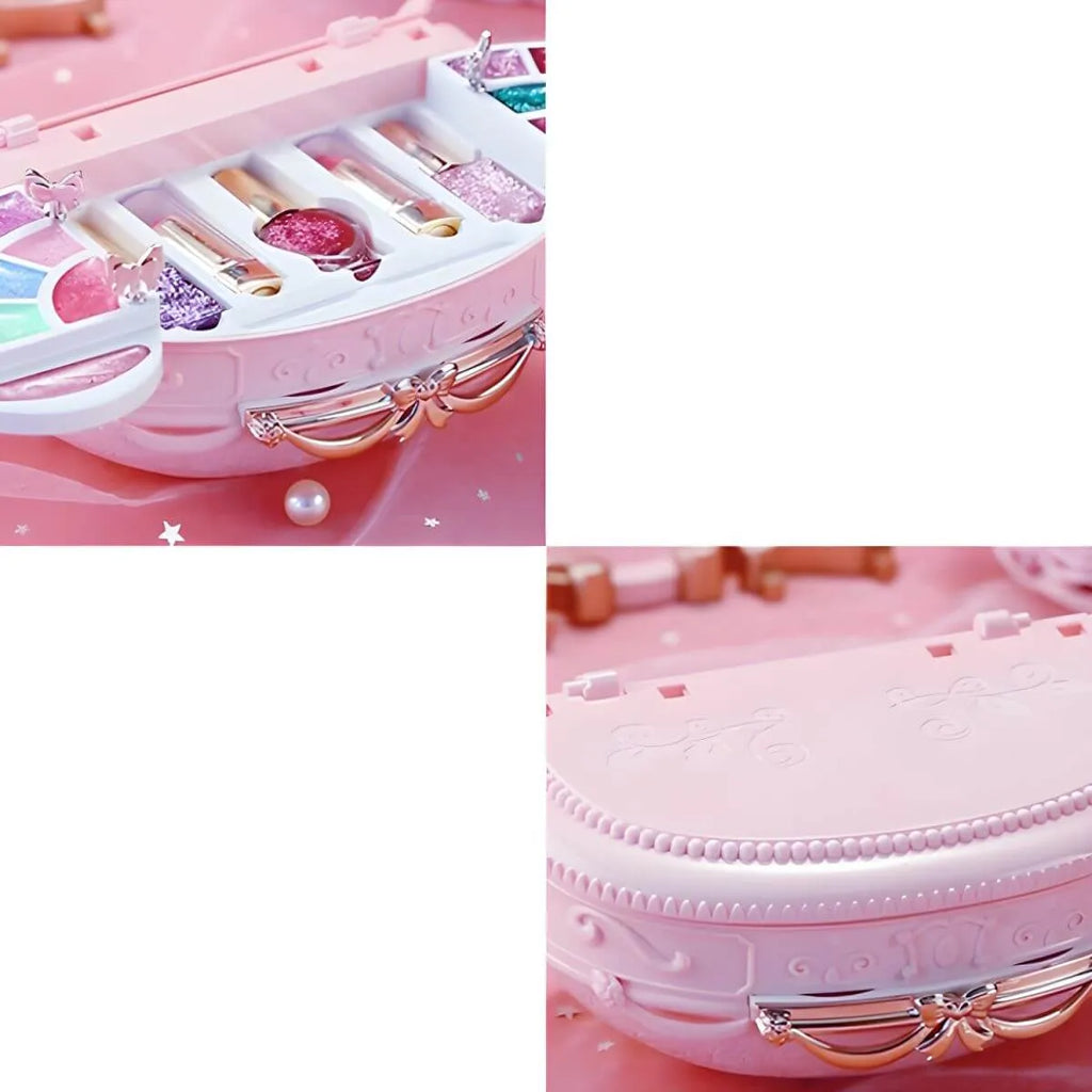 Princess Carriage Kids Vanity Set with Mirror & Makeup Kit – Pink Plastic