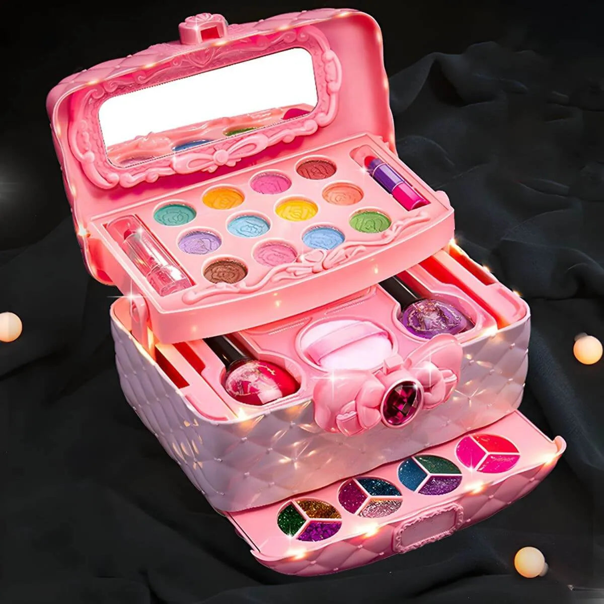 Princess Carriage Kids Vanity Set with Mirror & Makeup Kit – Pink Plastic