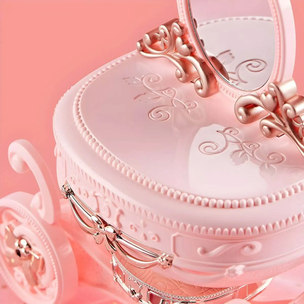 Princess Carriage Kids Vanity Set with Mirror & Makeup Kit – Pink Plastic