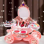 Princess Carriage Kids Vanity Set with Mirror & Makeup Kit – Pink Plastic