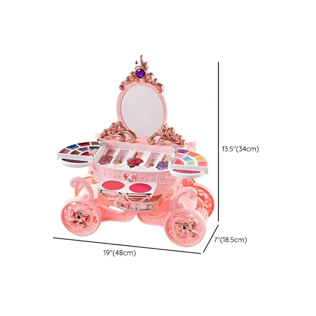 Princess Carriage Kids Vanity Set with Mirror & Makeup Kit – Pink Plastic Dimensions