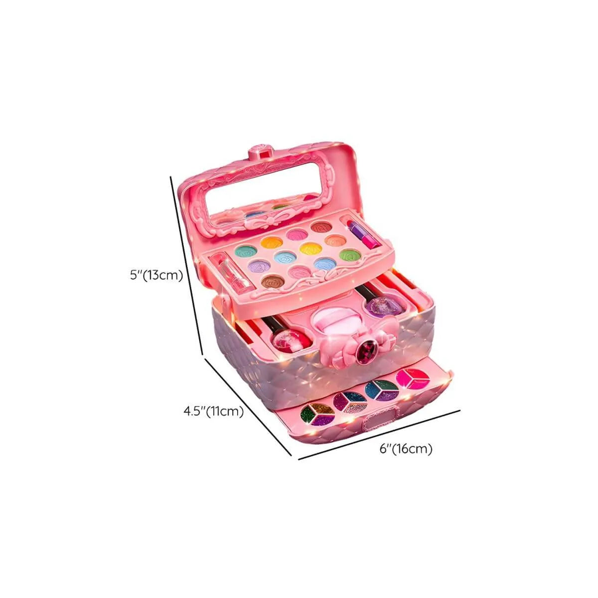 Princess Carriage Kids Vanity Set with Mirror & Makeup Kit – Pink Plastic Dimensions