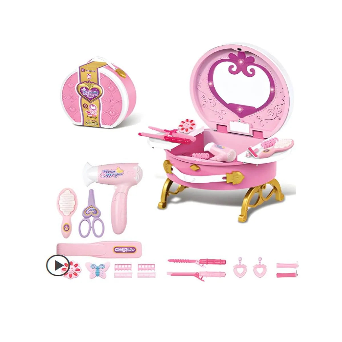 Princess Kids Makeup Vanity with Mirror – Plastic Portable Dressing Table