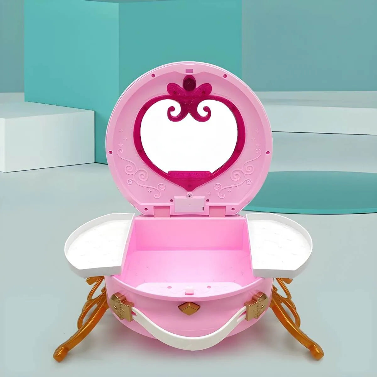 Princess Kids Makeup Vanity with Mirror – Plastic Portable Dressing Table Image secondaire du produit