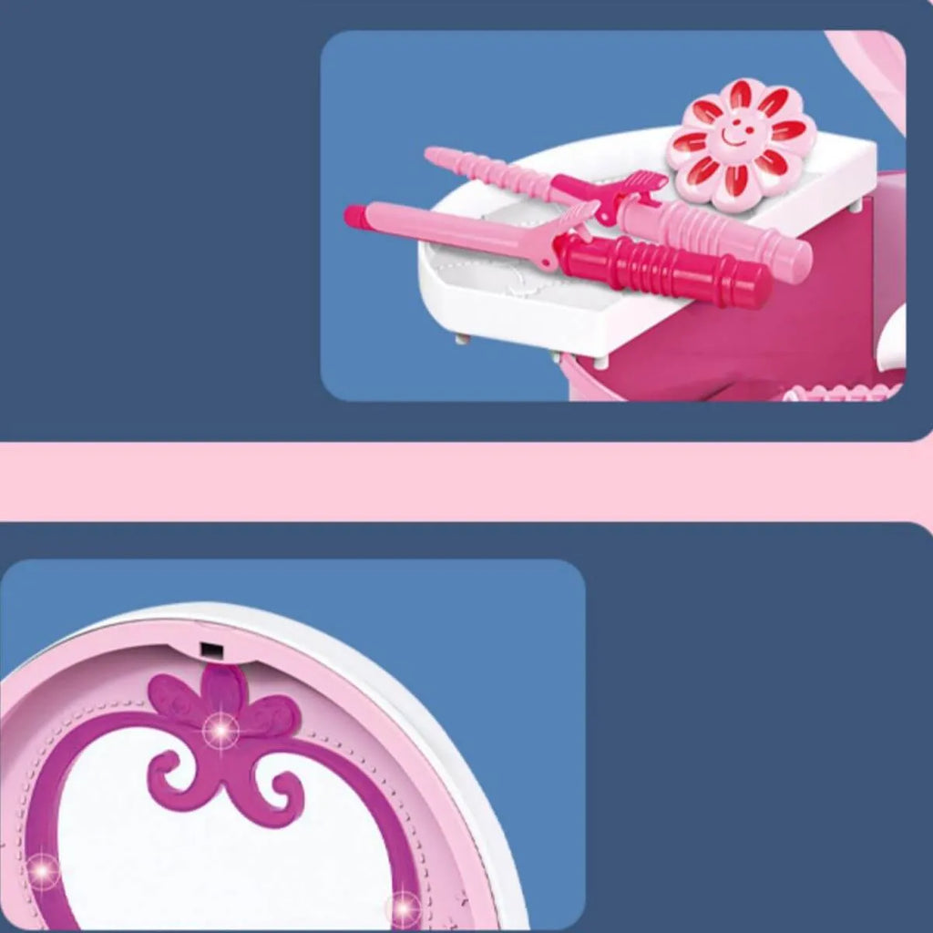 Princess Kids Makeup Vanity with Mirror – Plastic Portable Dressing Table