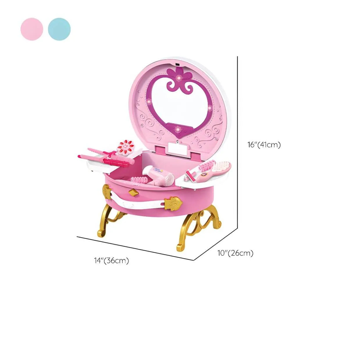 Princess Kids Makeup Vanity with Mirror – Plastic Portable Dressing Table Dimensions