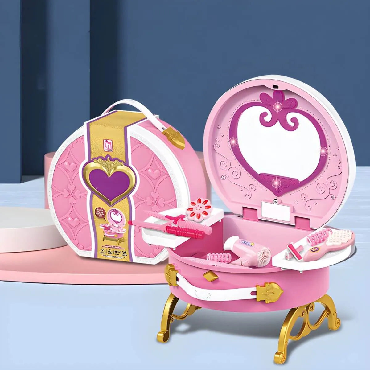 Princess Kids Makeup Vanity with Mirror – Plastic Portable Dressing Table Main Product Image