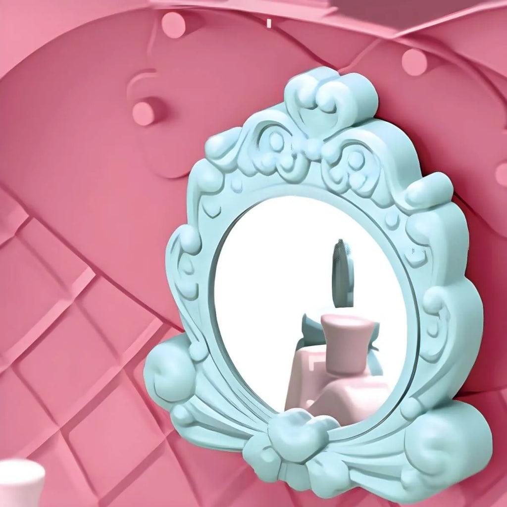 Princess-Themed Folding Kids Makeup Vanity with Mirror & 18-Piece Accessory Set