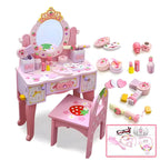 Princess-Themed Kids Makeup Vanity Set with Mirror and Chair