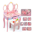 Princess-Themed Kids Makeup Vanity Set with Mirror and Chair