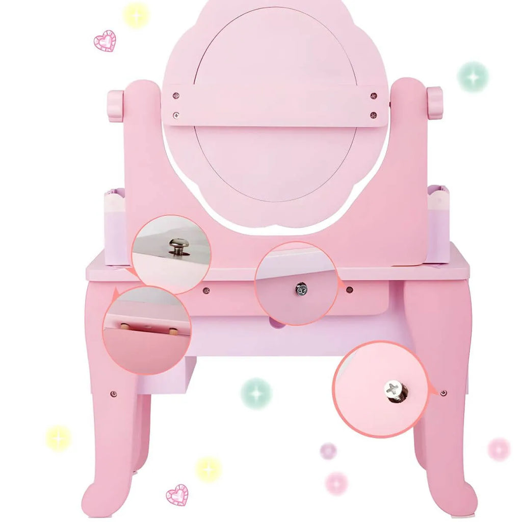 Princess-Themed Kids Makeup Vanity Set with Mirror and Chair
