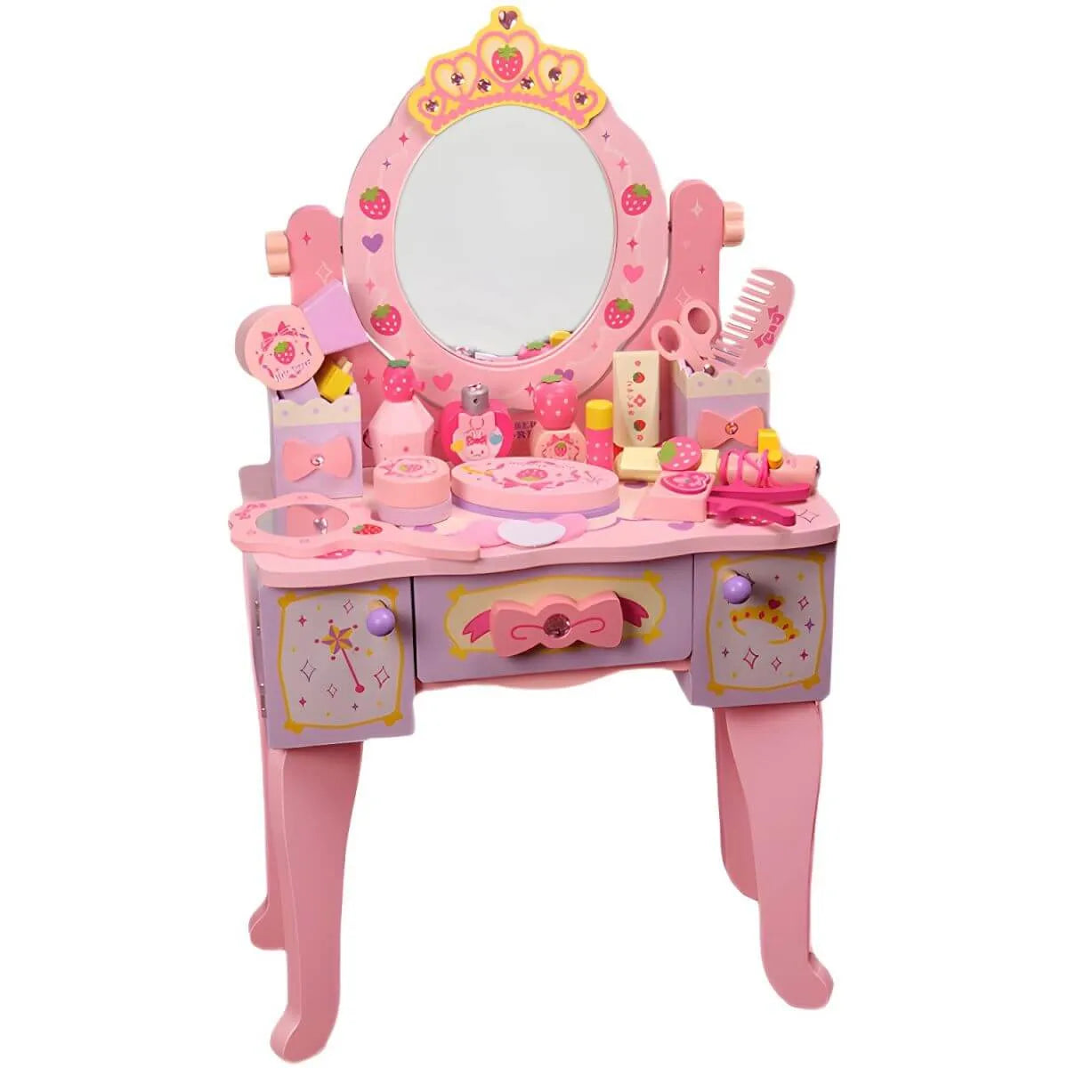 Princess-Themed Kids Makeup Vanity Set with Mirror and Chair
