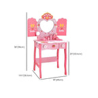 Princess-Themed Kids Makeup Vanity Set with Mirror and Chair Dimensions