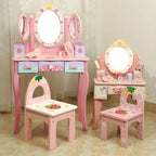 Princess-Themed Kids Makeup Vanity Set with Mirror and Chair Main Product Image